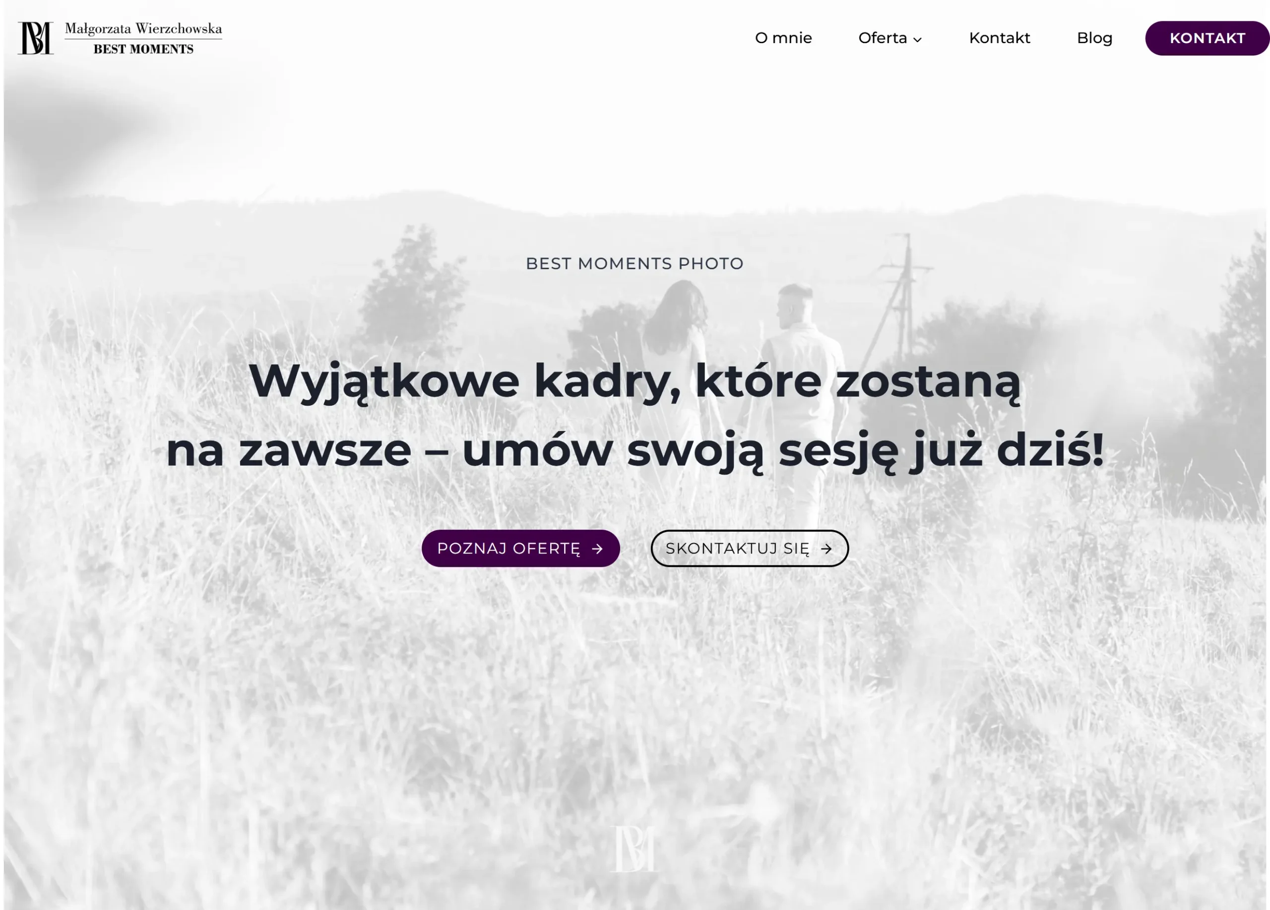 Strona internetowa usługowo wizerunkowa dla Fotografa.