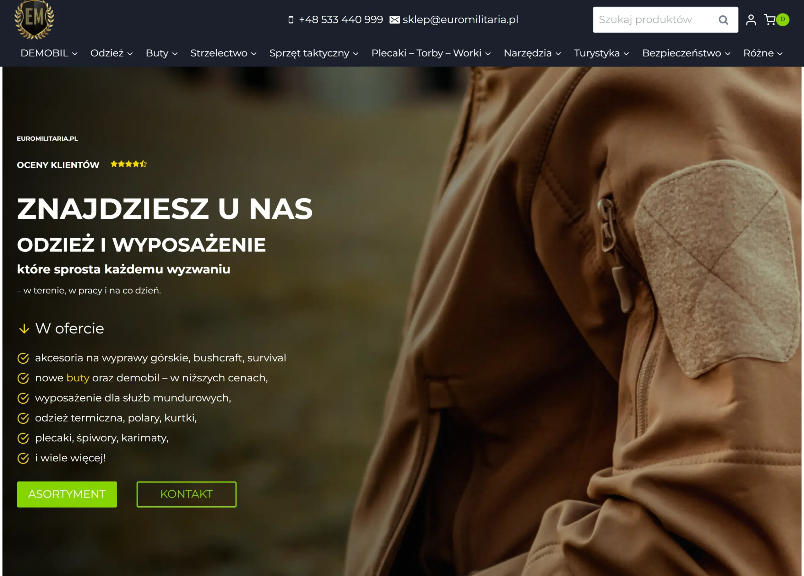 Sklep internetowy z odzieżą dla służb mundurowych i cywili.