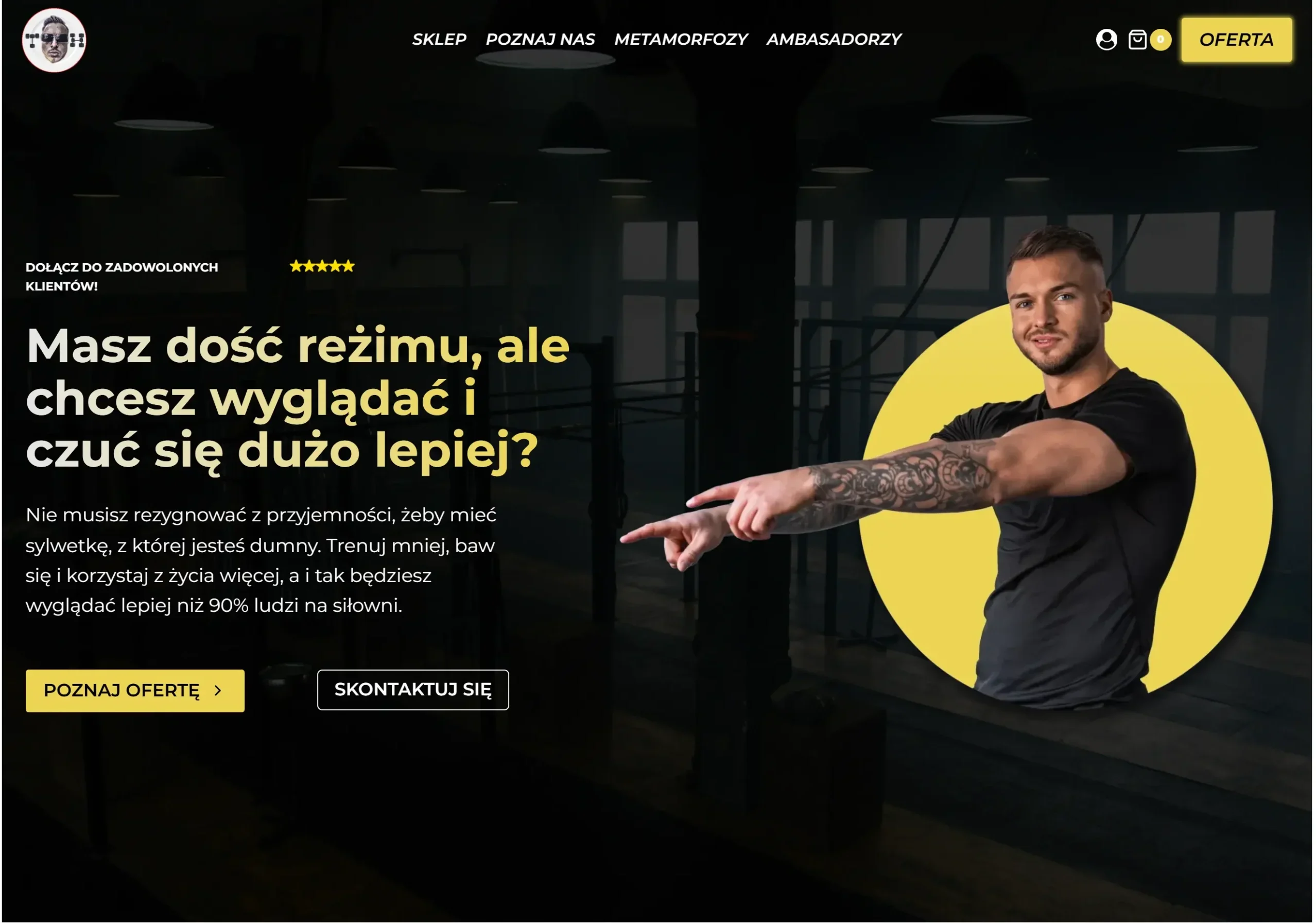 Strona wizytówka dla Trenera Personalnego w połączeniu ze sklepem internetowym.